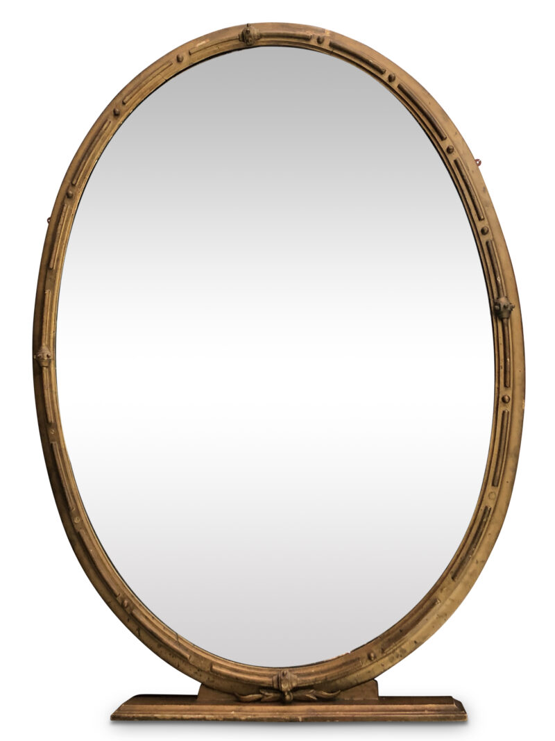 7379 19th Century Large Gilt Oval Over Mantle Mirror c. 1870 scaled