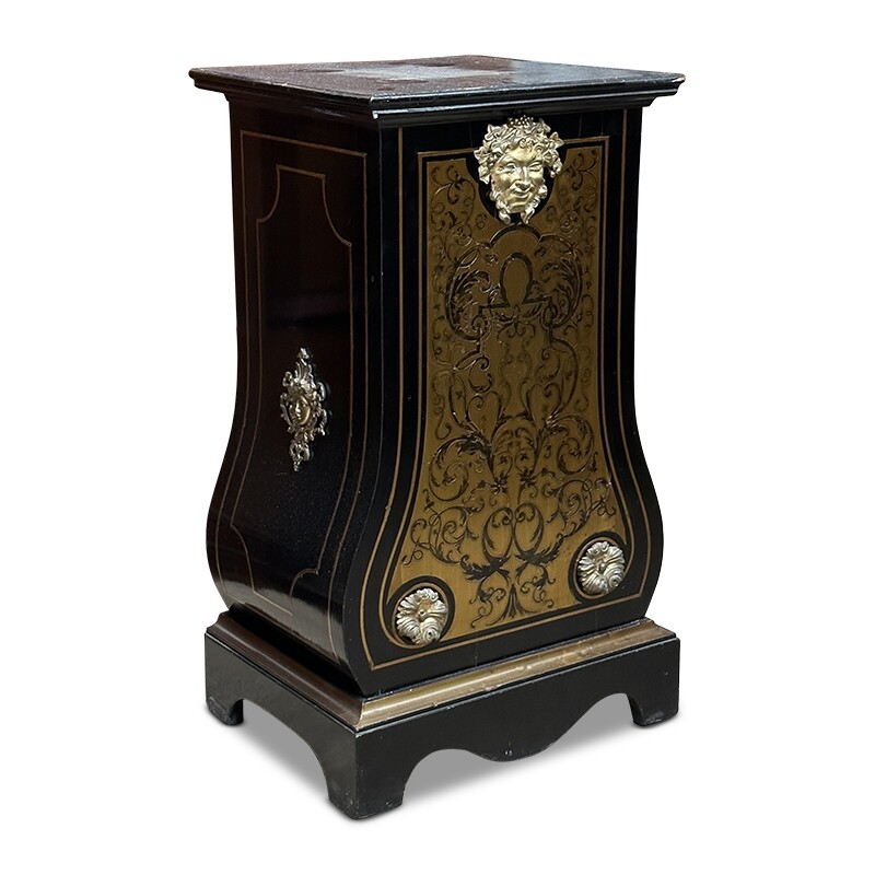 French 19th century ebony boulle shaped pedestal with ormolu mounts