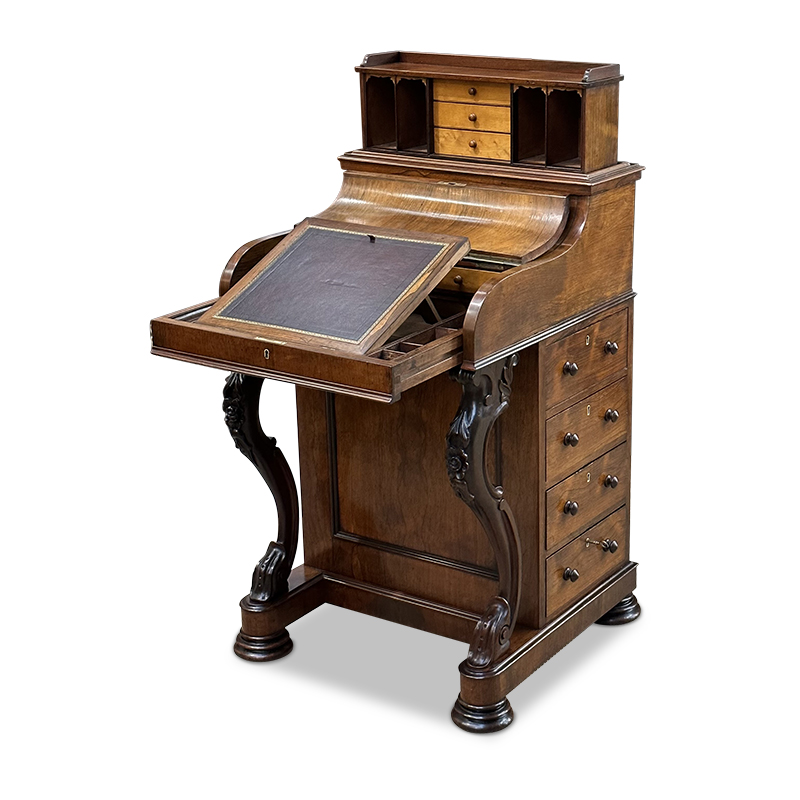 Antique desk English rosewood Davenport c.1860